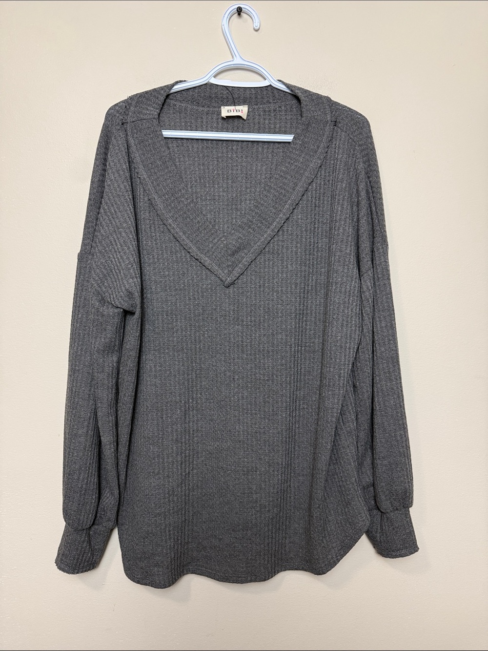 Bibi The Hadley waffle Longsleeve oversized sweater size L